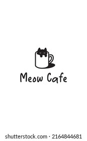 This is a cat logo in a glass which is suitable for design clothes and cafe logos