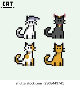 this is a cat in pixel art with colorful color,this item good for presentations,stickers, icons, t shirt design,game asset,logo and project.