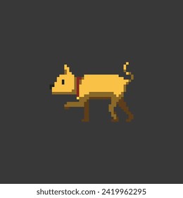 Dies ist eine Katze in Pixelkunst mit bunter Farbe, dieses Element gut für Präsentationen, Aufkleber, Symbole, T-Shirt-Design, Spiel-Objekt, Logo und Projekt.