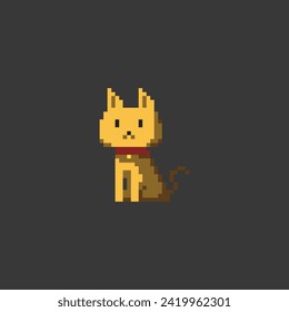 este es un gato con arte en píxeles de color colorido, este artículo es bueno para presentaciones, pegatinas, iconos, diseño de camisetas, activos de juego, logotipo y proyecto.
