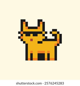 this is a cat in pixel art with colorful color,this item good for presentations,stickers, icons, t shirt design,game asset,logo and project.