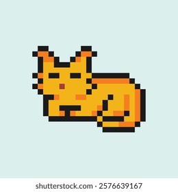 this is a cat in pixel art with colorful color,this item good for presentations,stickers, icons, t shirt design,game asset,logo and project.