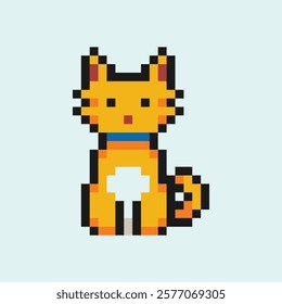 this is a cat in pixel art with colorful color,this item good for presentations,stickers, icons, t shirt design,game asset,logo and project.