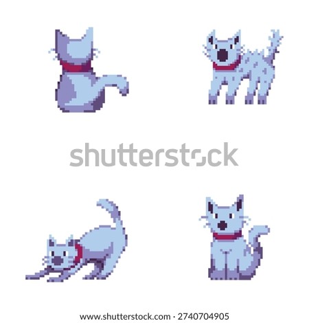 this is a cat in pixel art with colorful color,this item good for presentations,stickers, icons, t shirt design,game asset,logo and project.
