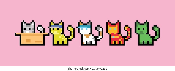 this is a cat in pixel art, this item can be used for presentations, stickers, icons, and can be applied to t-shirt screen printing