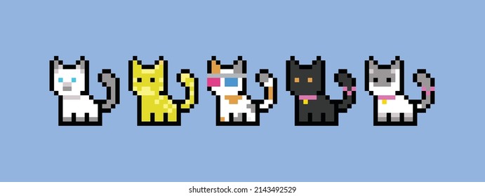 this is a cat in pixel art, this item can be used for presentations, stickers, icons, and can be applied to t-shirt screen printing