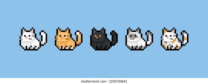 this is a cat in pixel art, this item can be used for presentations, stickers, icons, and can be applied to t-shirt screen printing