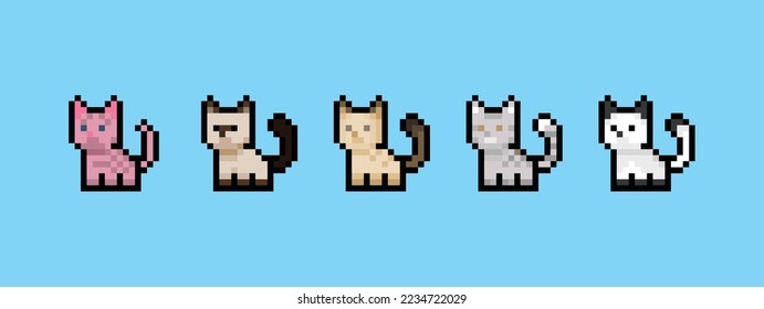 this is a cat in pixel art, this item can be used for presentations, stickers, icons, and can be applied to t-shirt screen printing