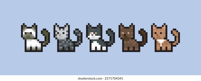 this is a cat in pixel art, this item can be used for presentations, stickers, icons, and can be applied to t-shirt screen printing