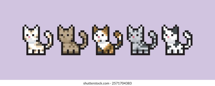 this is a cat in pixel art, this item can be used for presentations, stickers, icons, and can be applied to t-shirt screen printing