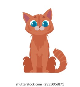 This is a cat that looks amusing. A cute, little cat is currently taking a nap. Cartoon style, Vector Illustration