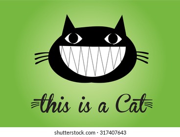 This is cat, cat vector, cute cat colorful. green background