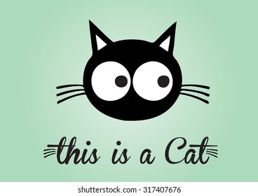 This is cat, cat vector, cute cat colorful. green background