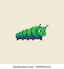 este é Caterpillar em pixel art, este item bom para apresentações, adesivos, ícones, design de camiseta, recurso de jogo, logotipo e seu projeto.