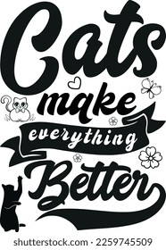 This "Cats Make Everything Better" t-shirt is the purrfect way to show your love and appreciation for your feline friends. Featuring a cute and playful design