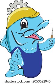 Este personaje es una combinación de bagre y orujo, usando casco de proyecto y sosteniendo una soldadura de hierro que simboliza el trabajo y el aprendizaje en el mundo de la ingeniería.