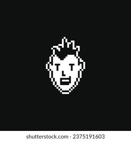 this is character face icon use 1 bit style in pixel art with white color and black background ,this item good for presentations,stickers, icons, t shirt design,game asset,logo and your project.