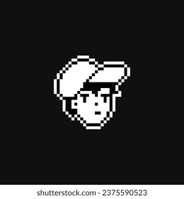 Dies ist das Zeichen Gesicht Symbol verwenden 1 Bit Stil in Pixel Kunst mit weißer Farbe und schwarzem Hintergrund , dieses Element gut für Präsentationen, Sticker, Symbole, T-Shirt-Design, Spiel Objekt, Logo und Ihr Projekt.