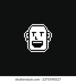 this is character face icon use 1 bit style in pixel art with white color and black background ,this item good for presentations,stickers, icons, t shirt design,game asset,logo and your project.