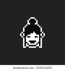 this is character face icon use 1 bit style in pixel art with white color and black background ,this item good for presentations,stickers, icons, t shirt design,game asset,logo and your project.