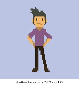 this is character in pixel art with colorful color this item good for presentations,stickers, icons, t shirt design,game asset,logo and your project.