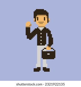 este es un personaje de arte en píxeles con un color colorido este elemento es bueno para presentaciones, pegatinas, iconos, diseño de camisetas, activos de juego, logotipo y su proyecto.