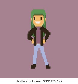 this is character in pixel art with colorful color this item good for presentations,stickers, icons, t shirt design,game asset,logo and your project.