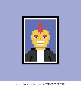 this is character portrait in pixel art with simple color and pink background this item good for presentations,stickers, icons, t shirt design,game asset,logo and your project.