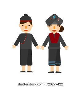 This is the character that is the native people in Thailand. They wear the black clothes and the clothes laced with a red string.