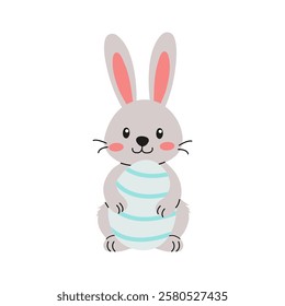 This is a charming and adorable Cute Bunny holding an Easter Egg designed in lovely pastel colors