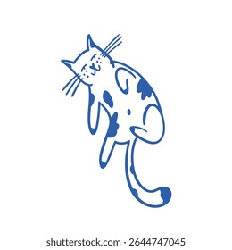 This charming blue cat graphic is perfect for a variety of design needs and effectively adds a playful touch