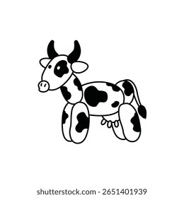 This charming cartoon cow character features a playful expression and a simple design. Ideal for children's projects, farm themes, and playful illustrations.