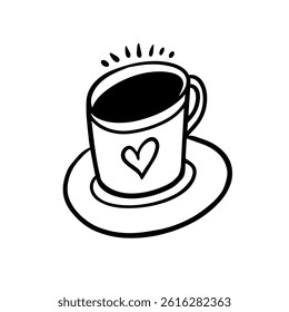 This charming coffee cup illustration with a heart is perfect for coffee lovers and brings cozy joy