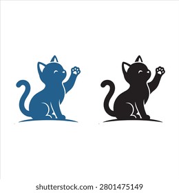 This charming design in image_890247.png features a playful cat silhouette with one paw raised as if waving hello. Presented in both blue and black versions, this graphic captures a friendly and inviting spirit, making it an excellent choice for branding, social media content, or any creative project looking to add a touch of warmth and personality.

#Cats #WavingCat #FriendlyFeline #PetIllustration #GraphicDesign #VectorArt #MinimalistDesign #CuteAnimals