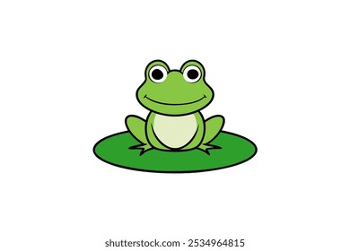 This charming frog sitting cartoon vector art illustration is perfect for kids designs, playful projects, and nature themes. Great for prints or digital use!