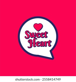 This charming illustration combines the timeless symbol of love — a heart — with a playful, contemporary chat bubble