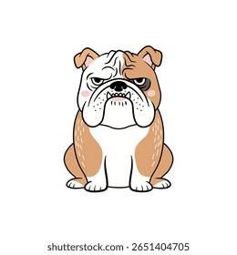 This charming illustration features a cute bulldog character with a playful expression, perfect for pet lovers and dog enthusiasts. Ideal for fun designs.
