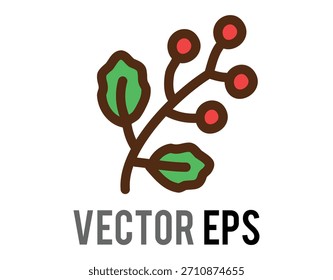 This charming illustration features a simple plant with vibrant red berries and lush green leaves, perfect for various design projects