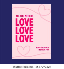 This charming pink poster radiates warmth, joy, and the pure essence of love. 