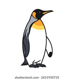  This charming vector illustration depicts an elegant King Penguin, rendered with clean lines and a minimalist style.