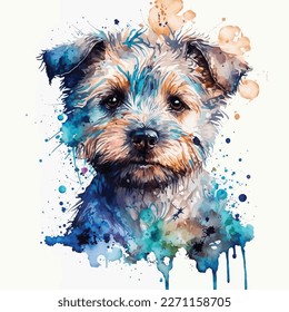 This charming watercolor illustration captures the playful spirit of man's best friend. Created with care and attention to detail, this piece features a lovable dog in a bright and colorful style that