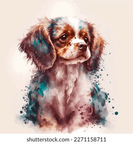 This charming watercolor illustration captures the playful spirit of man's best friend. Created with care and attention to detail, this piece features a lovable dog in a bright and colorful style that