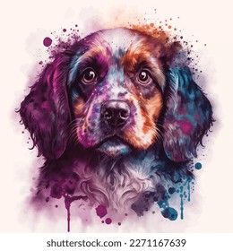 This charming watercolor illustration captures the playful spirit of man's best friend. Created with care and attention to detail, this piece features a lovable dog in a bright and colorful style that