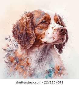 This charming watercolor illustration captures the playful spirit of man's best friend. Created with care and attention to detail, this piece features a lovable dog in a bright and colorful style that