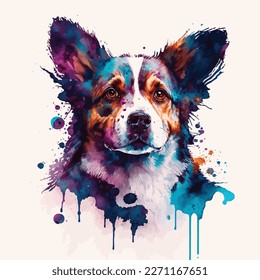 This charming watercolor illustration captures the playful spirit of man's best friend. Created with care and attention to detail, this piece features a lovable dog in a bright and colorful style that
