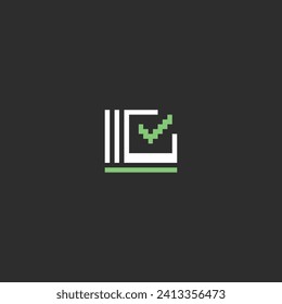 this check icon in pixel art with simple color and black background ,this item good for presentations, stickers, icons, t shirt design,game asset,logo and your project.