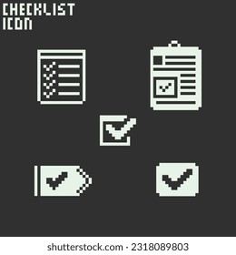 this is Checklist icon 1 bit style in pixel art with white color and black background ,this item good for presentations,stickers, icons, t shirt design,game asset,logo and your project.