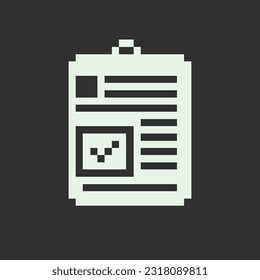 this is Checklist icon 1 bit style in pixel art with white color and black background ,this item good for presentations,stickers, icons, t shirt design,game asset,logo and your project.