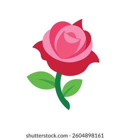 This cheerful illustration showcases a single, stylized pink rose.