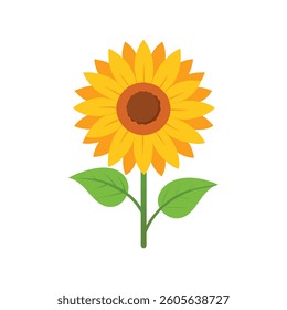 This cheerful illustration showcases a single sunflower with vibrant yellow petals and a rich brown center.